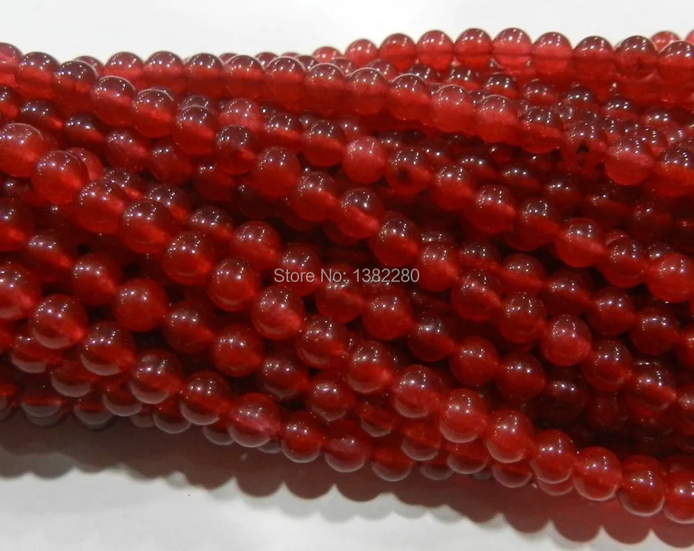 

! Wholesale 4mm Red Round chalcedony Loose Beads 15" 5 pcs/lot fashion jewelry JT6399