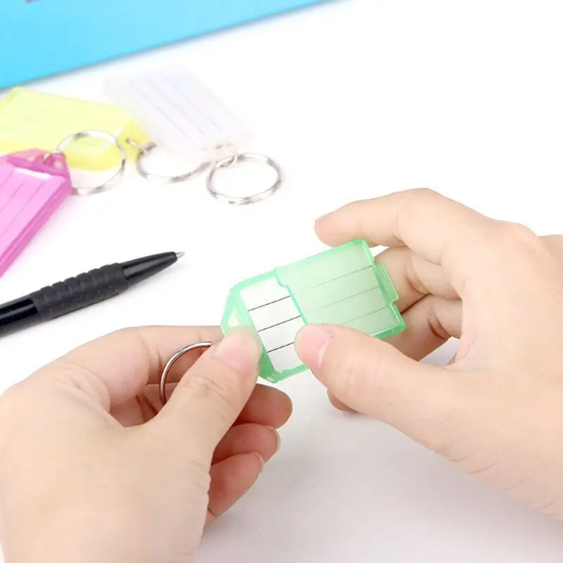 

20Pcs Tough Plastic Key Tags with Split Ring Label Window Assorted Colors