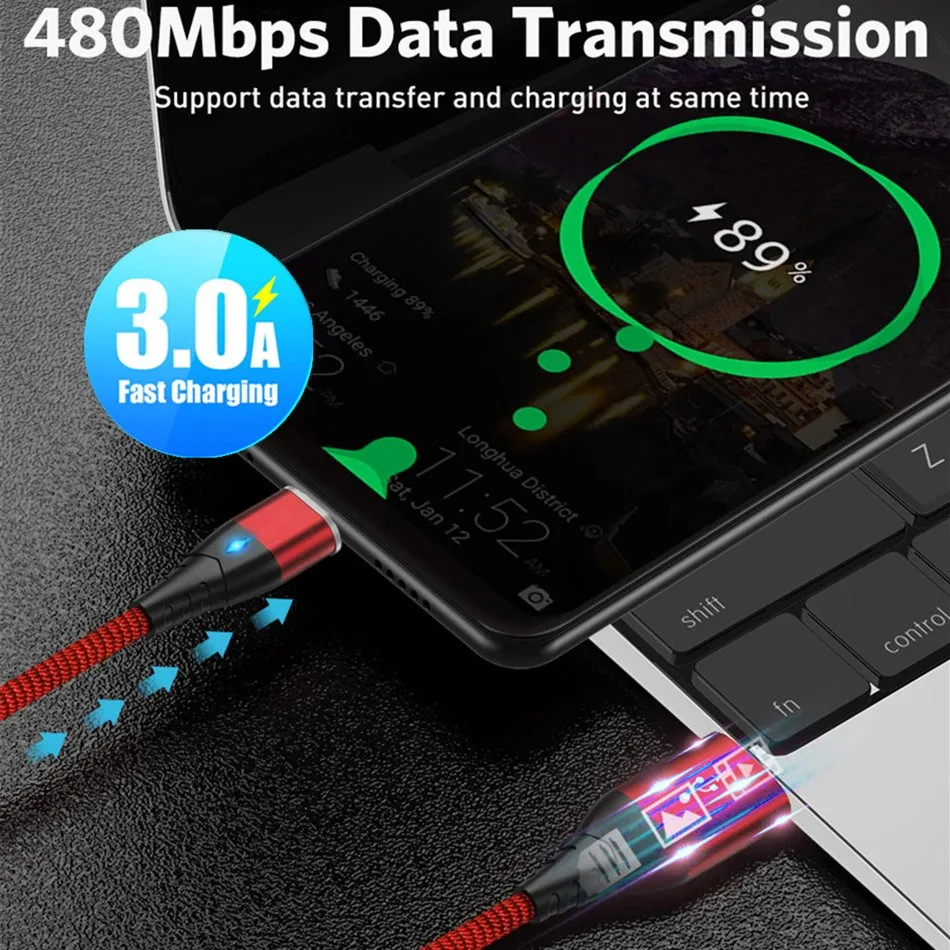 Магнитный usb-кабель для быстрой зарядки, кабель типа C, Магнитный зарядный кабель Micro USB для зарядки и передачи данных, кабель для мобильного телефона для iphone X, Xiaomi, huawei