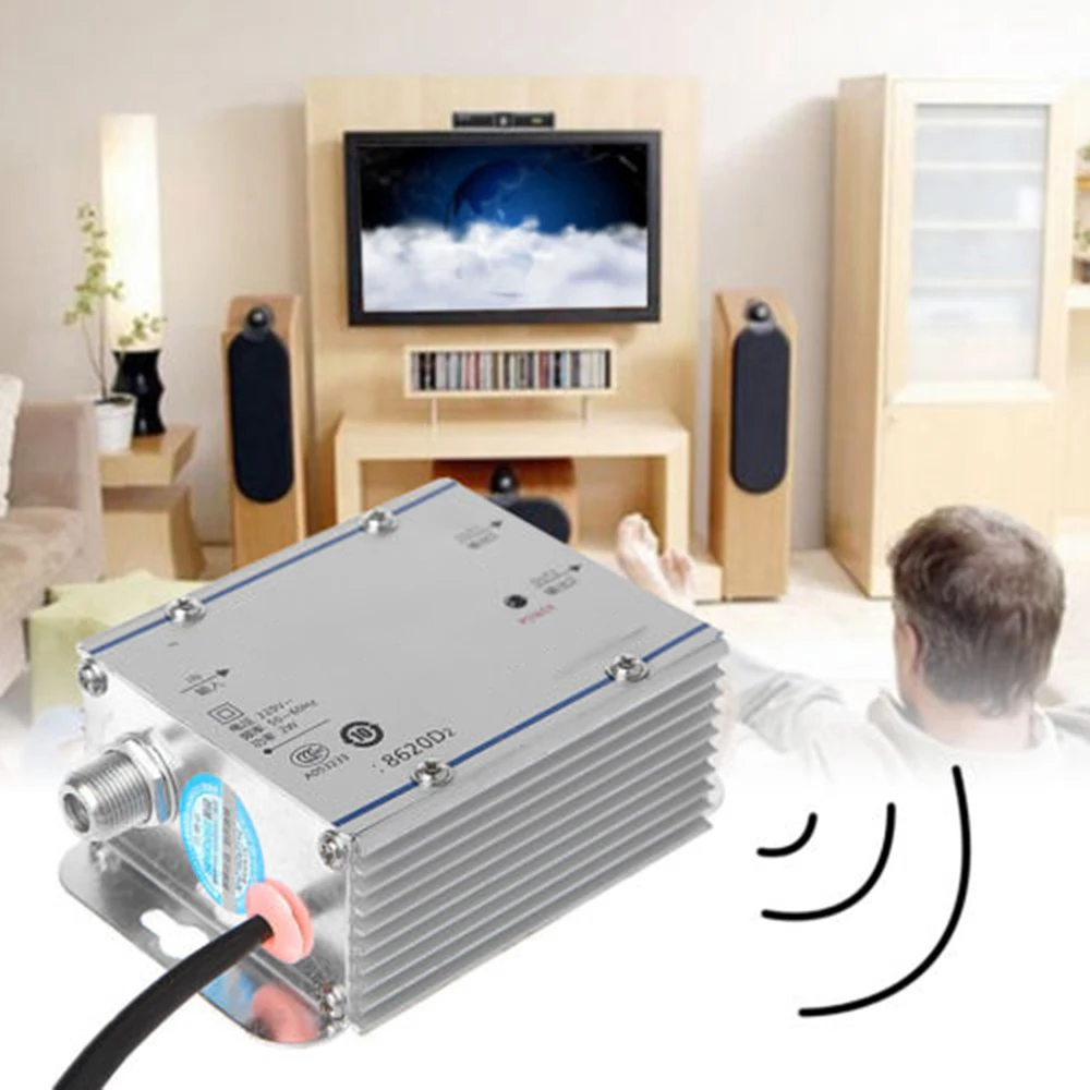 Pro CATV Cable TV Signal Amplifier AMP Antenna Booster Splitter Set Broadband Home Tv Equipments 20DB 2 Way US Plug | Электроника