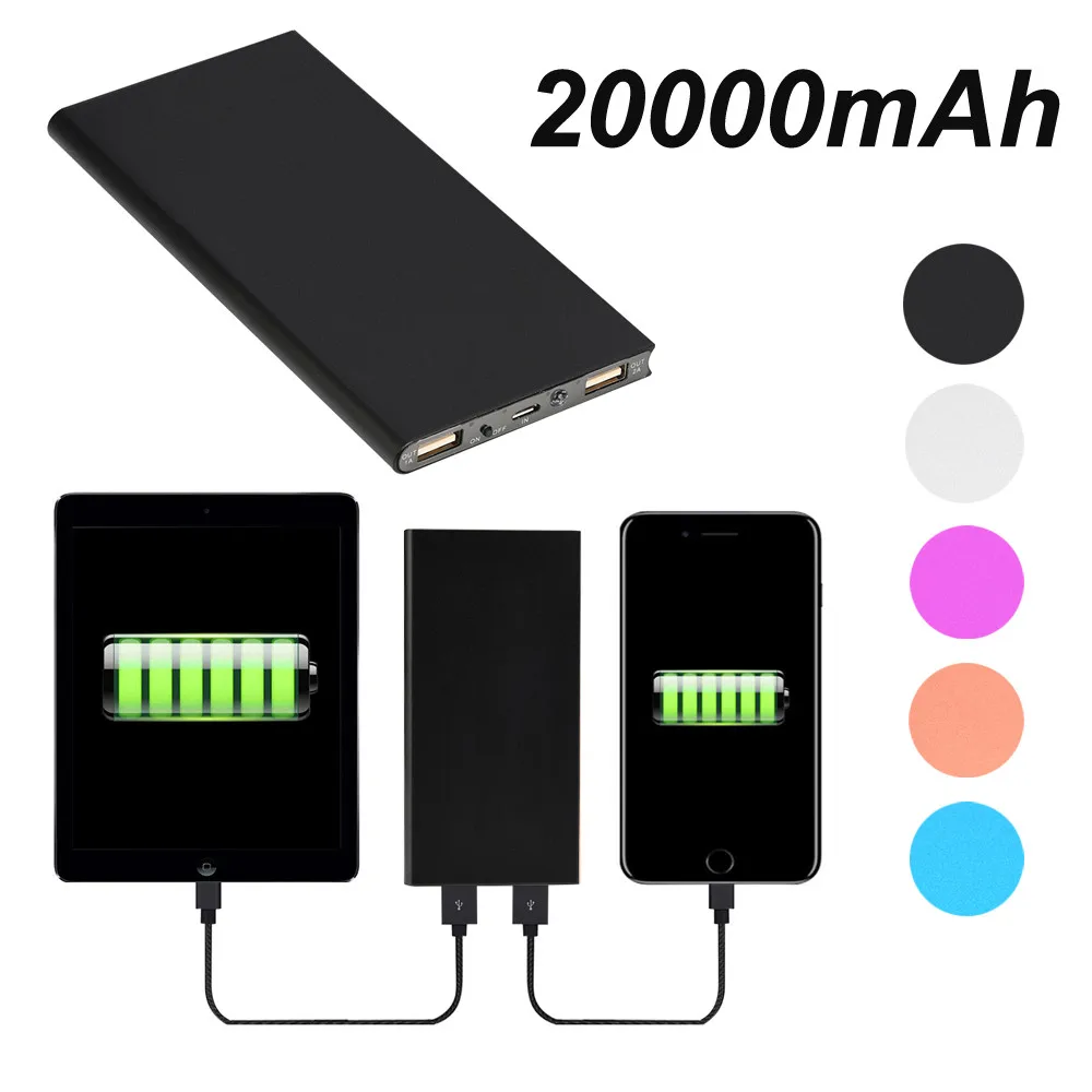 Ультратонкий 20000 мАч Портативный USB внешний аккумулятор зарядное устройство