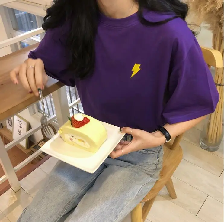 Летняя Harajuku Новая женская погода нашивка Короткие рукава футболка
