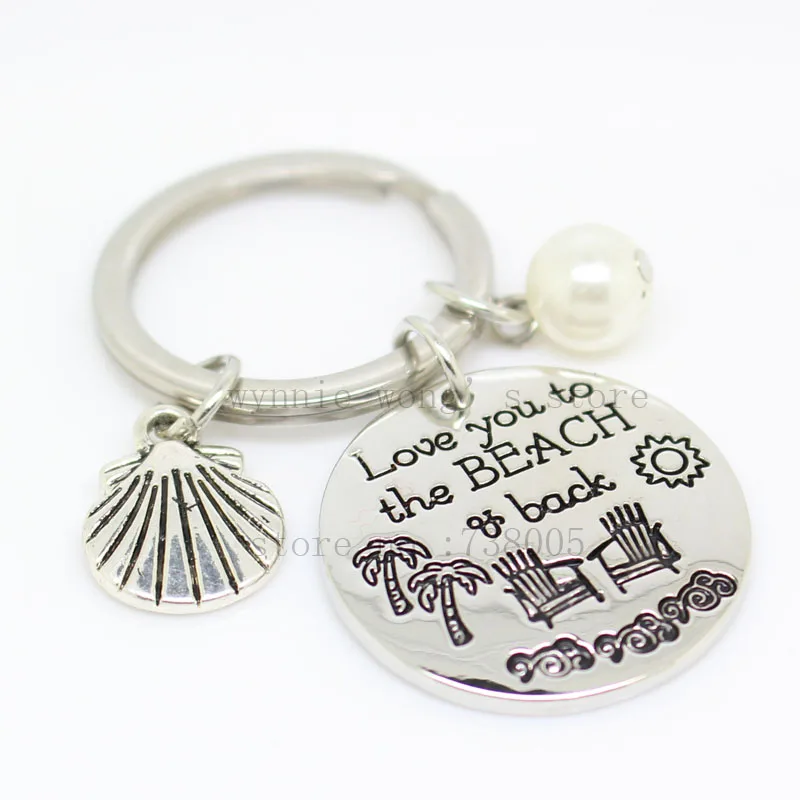 2017 Hand Stamped Jewelry love you to the beach and back Beach necklace &ampkeychain Simple summer jewelry | Украшения и