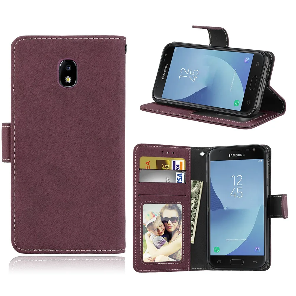 Phone Case For Samsung J3 2017 J330F phone shell Cover Retro Scrub Holster PU Flip Wallet Leather | Мобильные телефоны и