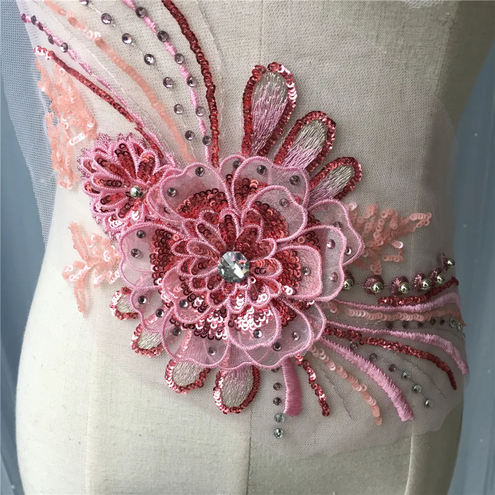LASUI 36*15 см 26*11 розового золота 3D Аппликации из кружева с пайетками bedazzle юбкой для
