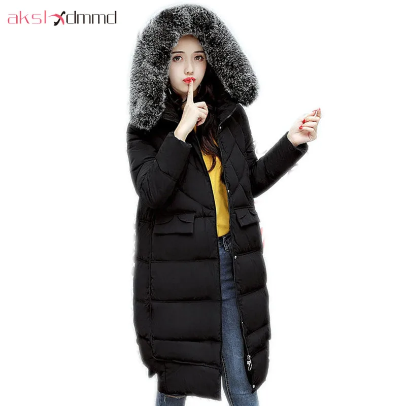 Женская парка с меховым воротником AKSLXDMMD длинная куртка капюшоном зимняя LH1124 2019 |