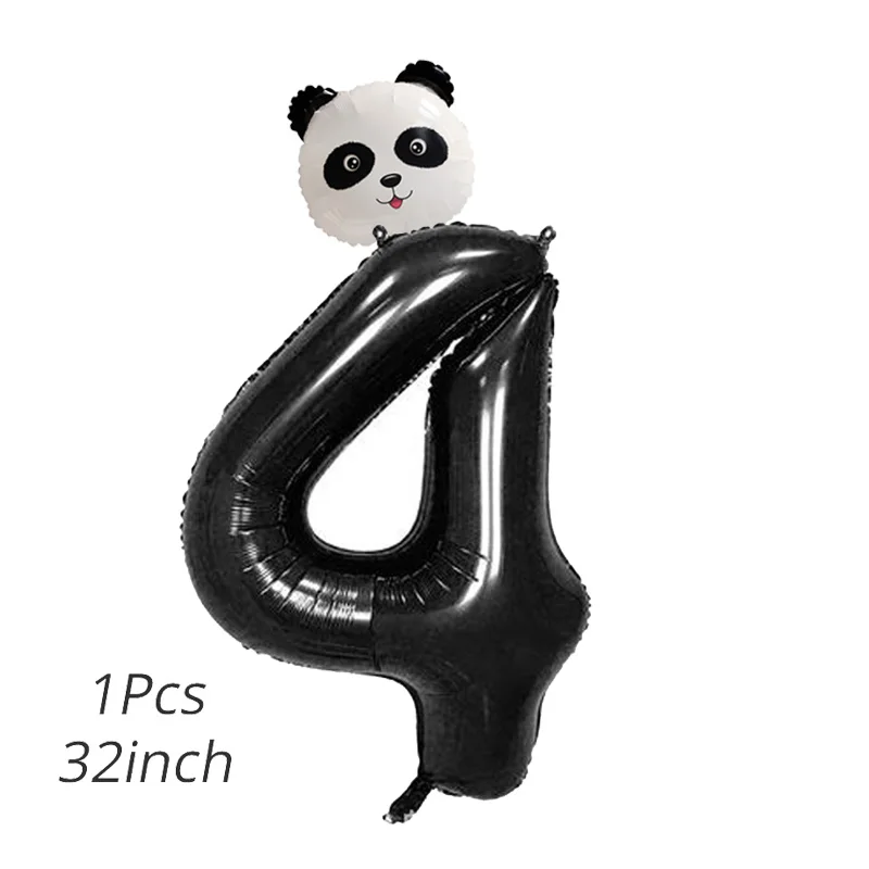 number balloon set 4 Cyuan Panda вечерние украшения животные панда бумажная тарелка на день рождения чашка баннер детский душ День Рождения украшения Детские цифры воздушные шары - Цвет: number balloon set 4