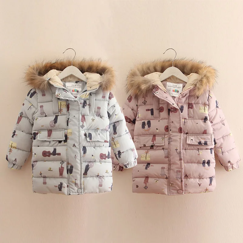 

2022 Winter Warm 3 4 6 8 9 10 11 12 Years Teenager Wadded Cotton Padded Doodle Thickening Hooded Jacket Coat For Kids Baby Girls