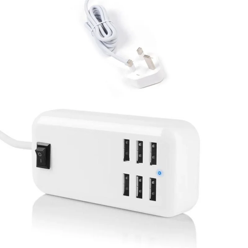 6-Порты USB Зарядное устройство Настольный смарт-адаптер с светодиодный светильник 5 V/3A Быстрая зарядка для iPhone X 8 iPad samsung для зарядки мобильного телефона