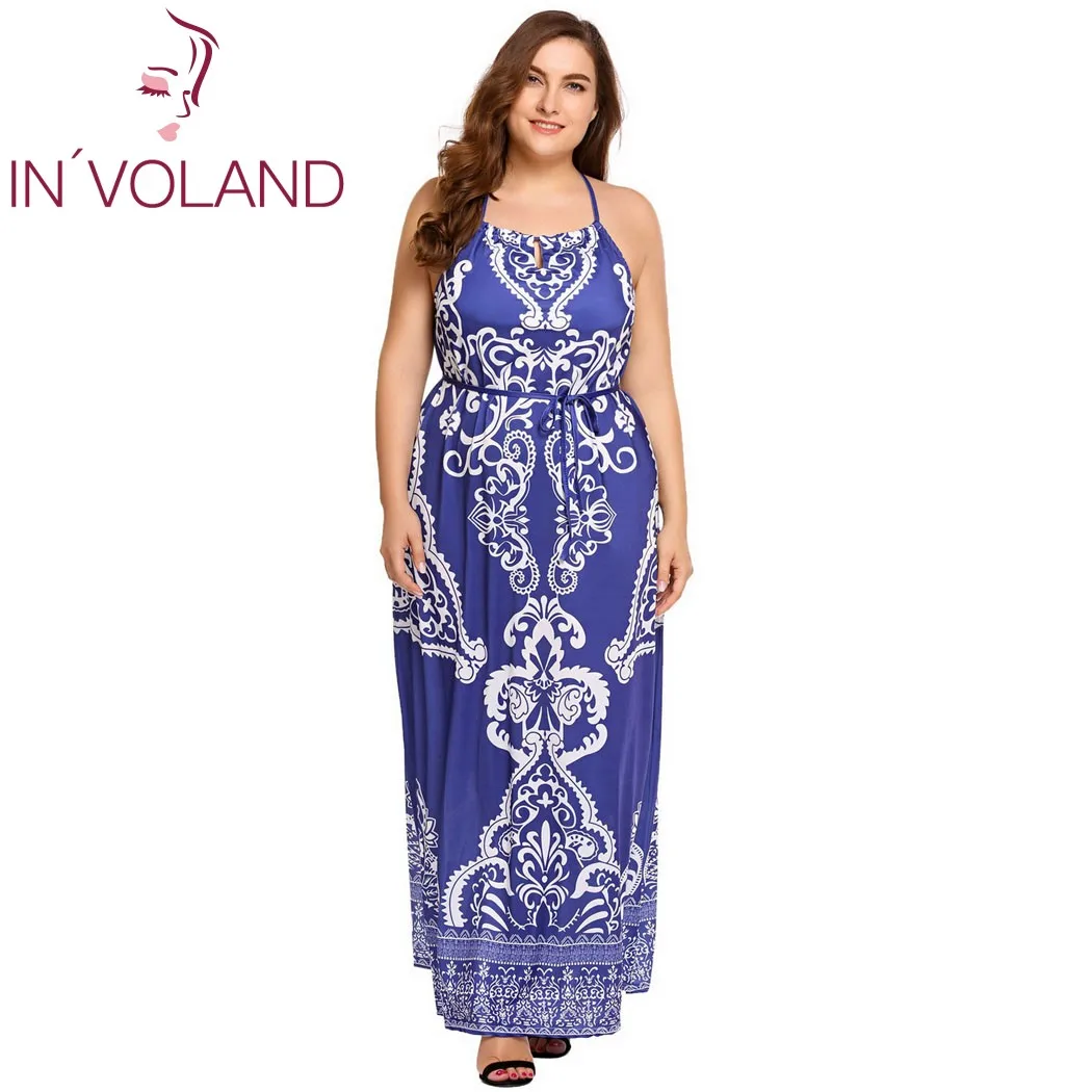 IN'VOLAND женское длинное платье плюс размер Холтер Замочная скважина без рукавов