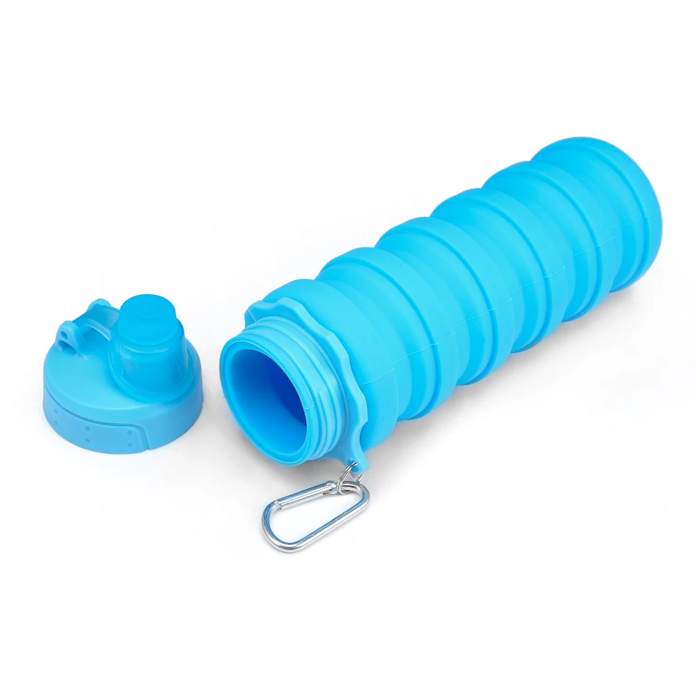 BPA Free 500 мл герметичная, силиконовая складная бутылка для воды с крюком для спорта на открытом воздухе, кемпинга, пешего туризма, велосипедные бутылки, чайник