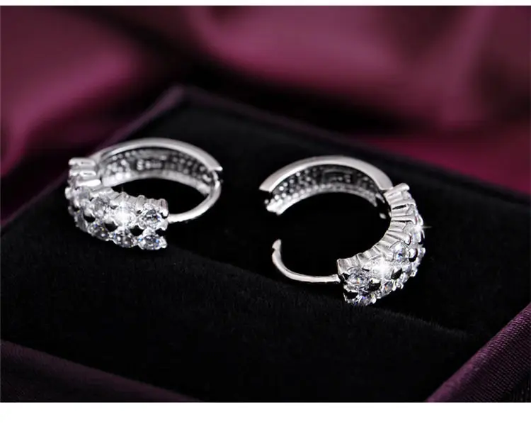 Новый дизайн супер Блестящий Цирконий Серебро 925 пробы женские серьги гвоздики
