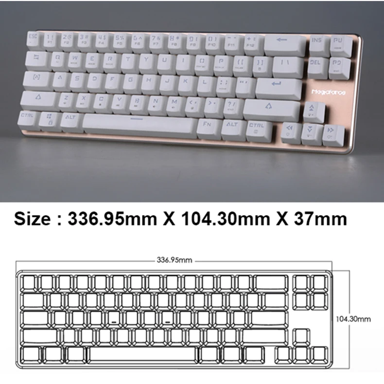 Smart 68 клавиш Magicforce Проводной синий светодиодный с подсветкой USB Механическая игровая клавиатура геймер эргономичная подсветка для ноутбука компьютер
