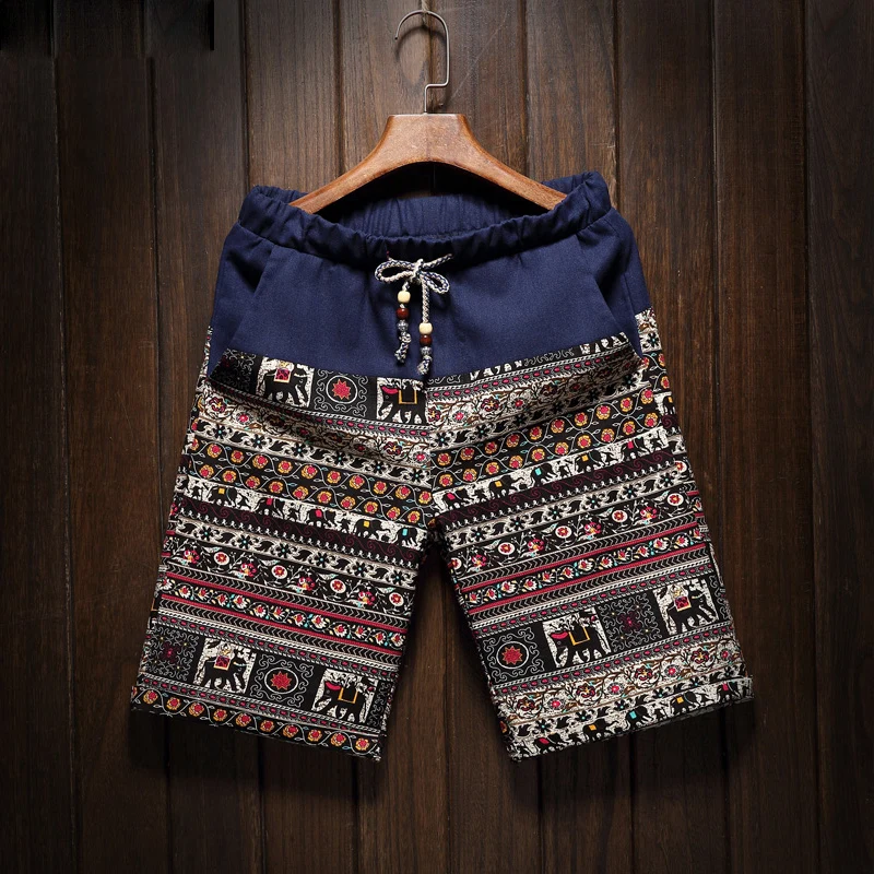 

VROKINO Brand M-5XL2020 Summer New Arrival Men's Bermuda Shorts Casual Loose Straight Flower Hawaiian Linen Shor