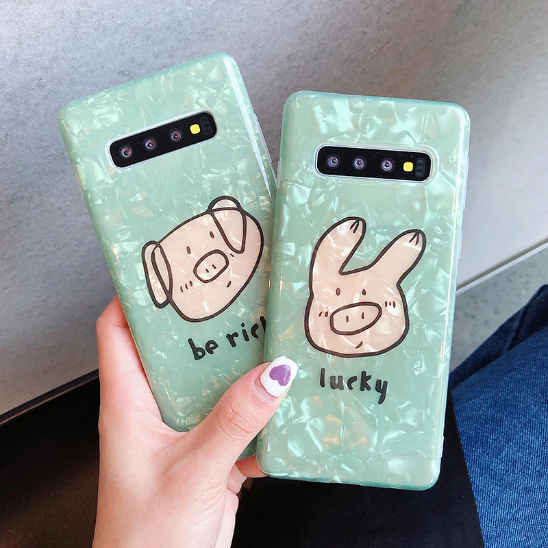 Чехлы YHBBCASES для Samsung Galaxy S8 S9 S10 Plus мягкие чехлы с мультяшным рисунком счастливой