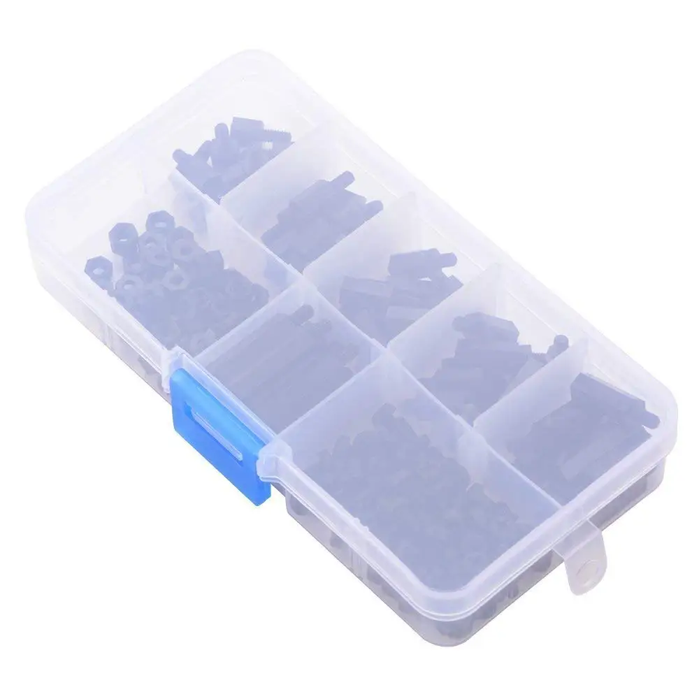 180 шт. черный противостояние Распорки мужской женский винт M3 нейлон Hex винты гайки