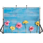 Фон для фотосъемки с изображением цветов и синей доски, виниловый тканевый фон для фотосъемки новорожденных детей