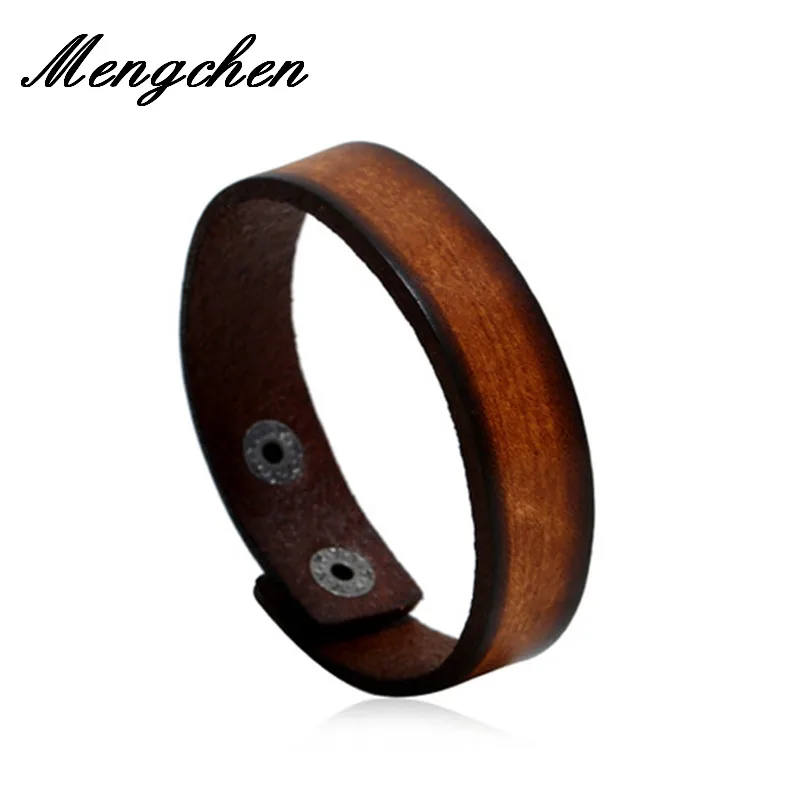 

Fashion Men Brown Genuine Leather Bracelet Brown Cuff Bracelets Bangles Wristband Vintage Punk Women Men Jewelry
