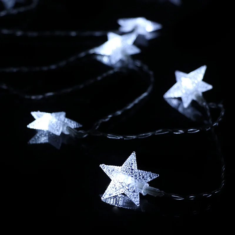 Белый 20Pcs Waterproof Stars Warm White LED String Fairy Curtain String Light 3M Wedding Christmas Decor Lamps Garden Decor - Испускаемый цвет: Белый