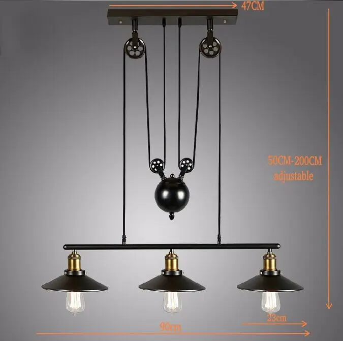 2020 Vintage American Country Loft Edison Lifting Light Industrial Pulley Pendant Adjustable Lamp Bar Decor wheel | Лампы и освещение