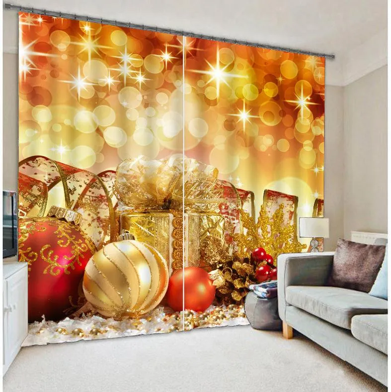 

Christmas Curtains Bedding Living Room Drapes Festival Cortians Thick Sunshade Window Curtains Custom-made Size Available