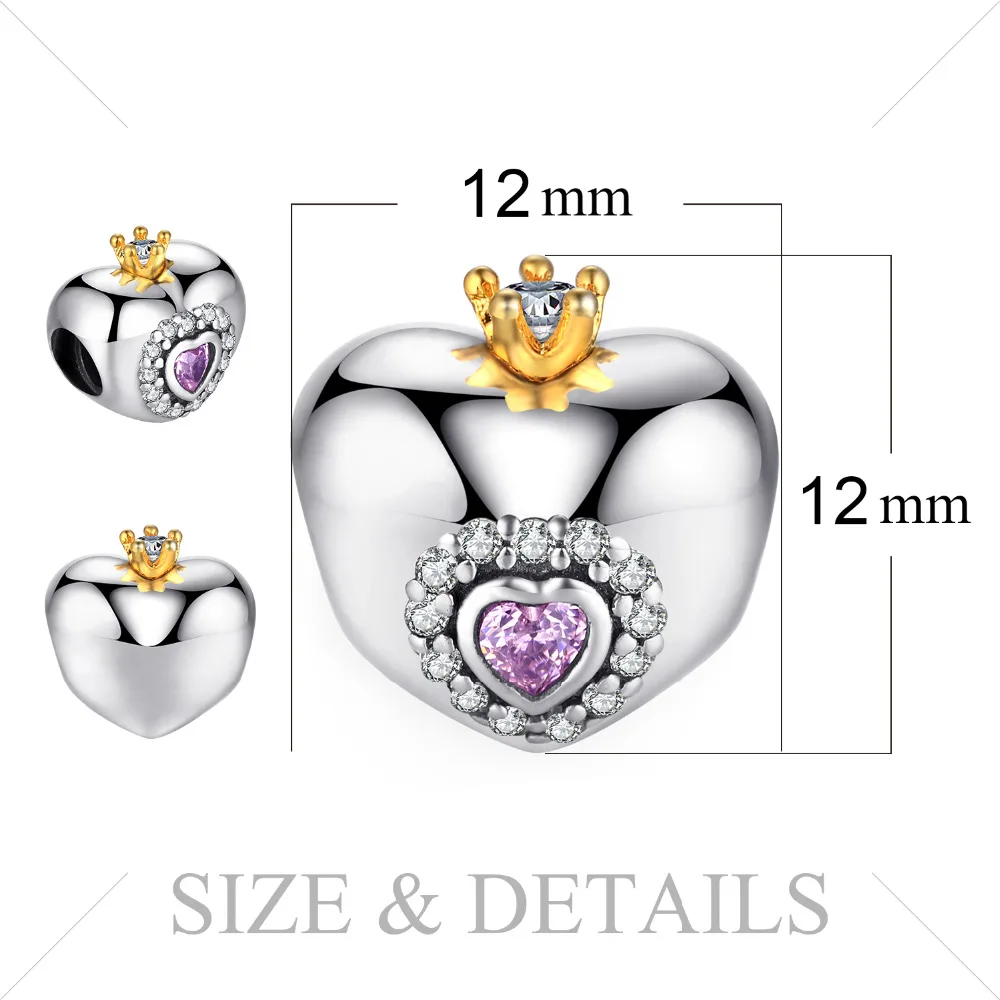 Jewelrypalace стерлингового серебра 925 сердце сцепления блеск розовый жемчужный бисер Шарм Fit Браслеты подарки для Для женщин Юбилей