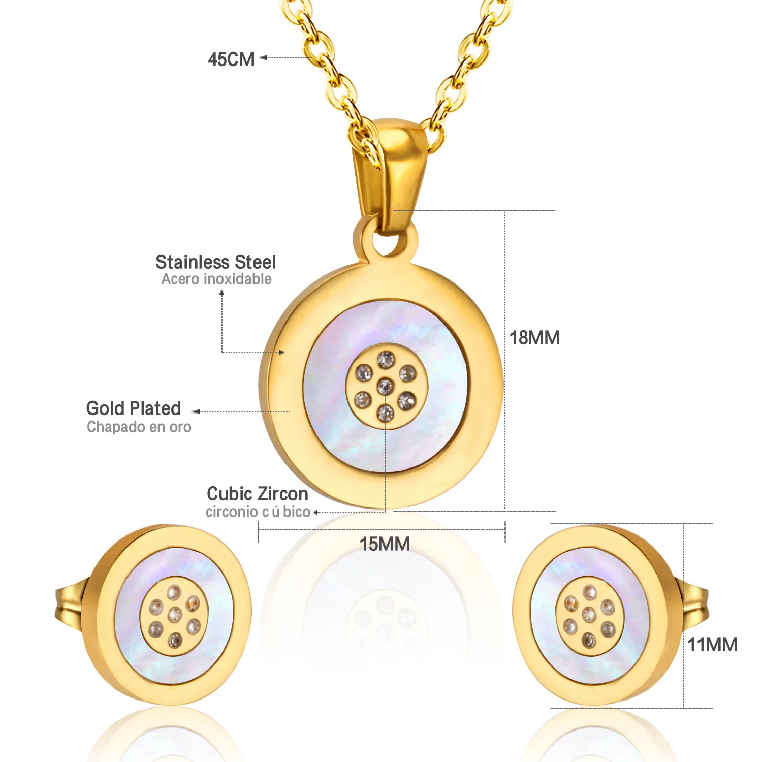 Ювелирный Набор LUXUSTEEL женский круглый кулон из нержавеющей стали ожерелье серьги