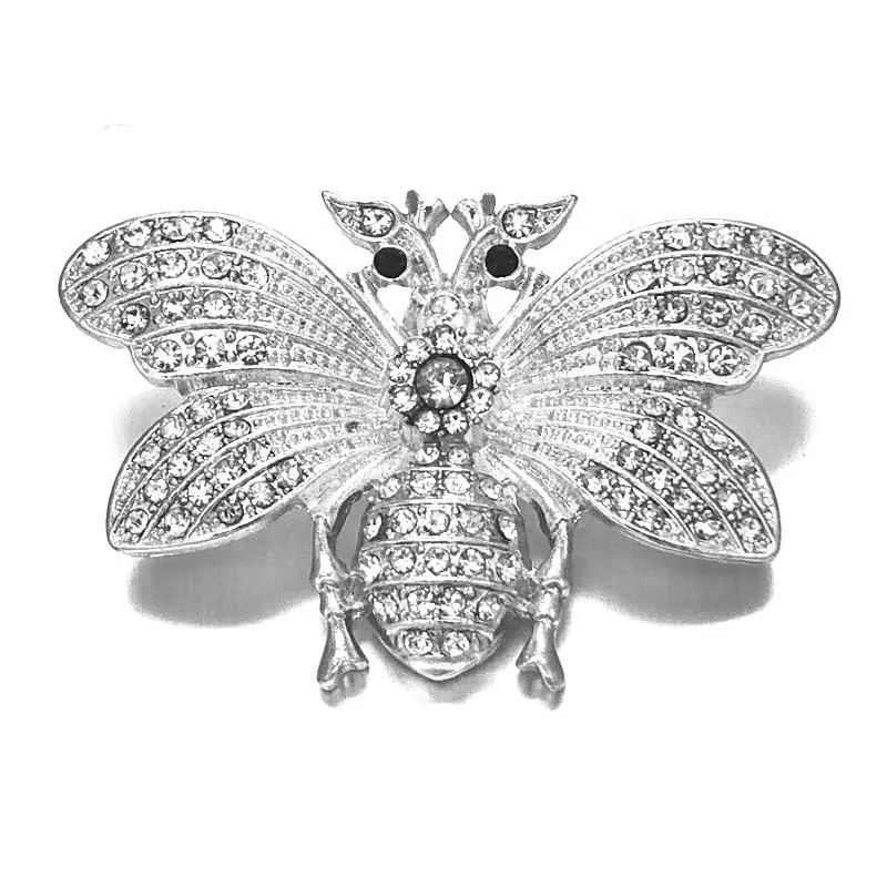 

Bee w383 3D 18mm 45mm rhinestone metal snap button for Bracelet Necklace Interchangeable Jewelry Women accessorie findings