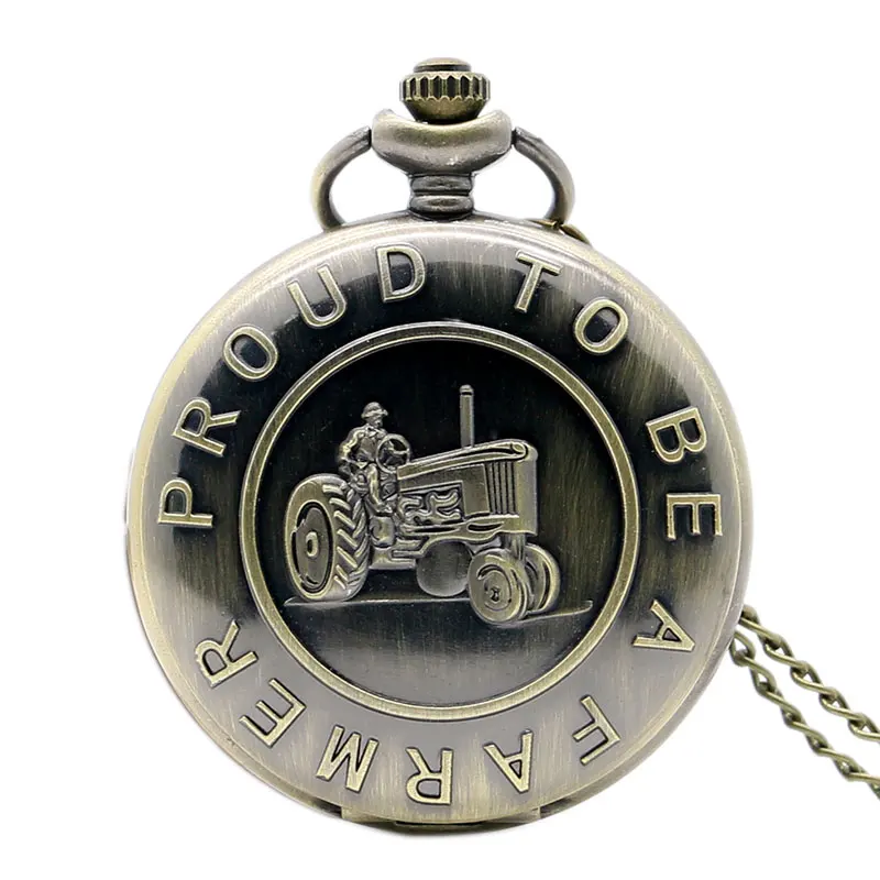 Style 1 Винтажные бронзовые Тракторные карманные часы Fob ожерелье цепь часы Ретро кварте кулон часы лучший подарок reloj skyrim скайрим - Цвет: Style 1