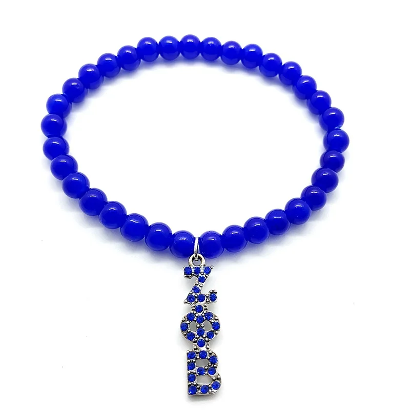 Мода Кристалл инкрустация греческая буква ZPB металлический кулон браслет zeta Phi Beta sorority society браслет из бисера - Окраска металла: 003