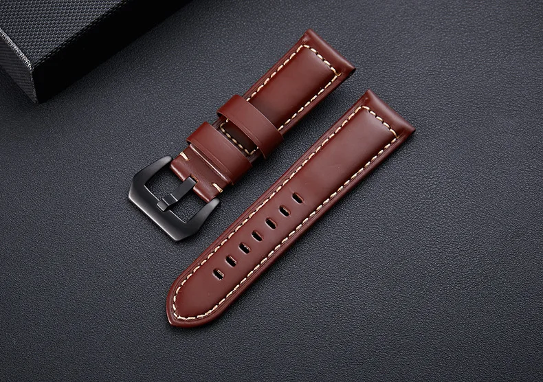 Топ Ремешки для наручных часов кожаный браслет для Panerai samsung супер качество Натуральная кожа ремешок 20 мм 22 мм 24 мм 26 мм стальная пряжка