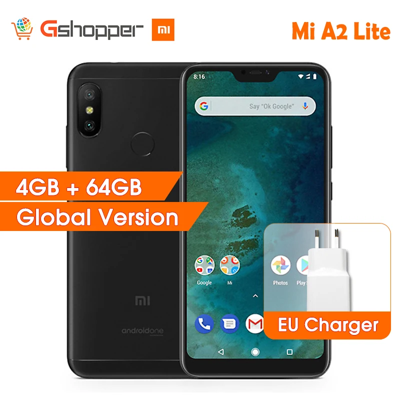 Глобальная версия Xiaomi Mi A2 Lite 4 ГБ ОЗУ 64 Гб ПЗУ Snapdragon 625 5 84 &quot19:9 полный экран Двойная