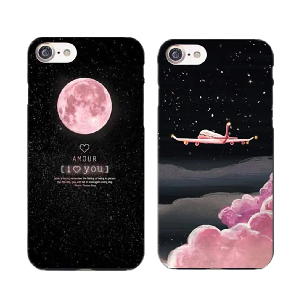 Черный Жесткий чехол с изображением космоса Луны для iphone X XR XS MAX милый 5 5S SE 6 6S Plus 7 8