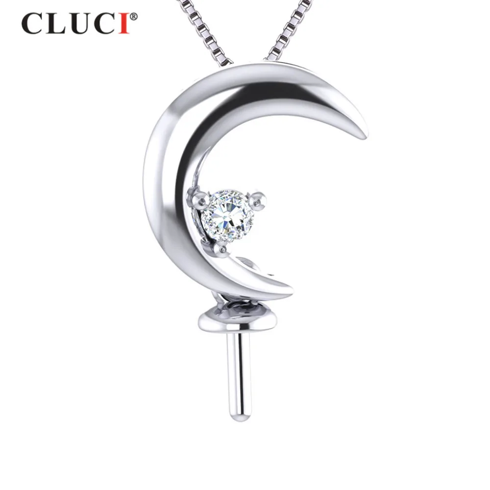 CLUCI 925 пробы серебряный кулон в форме Луны романтический подарок для лучшего