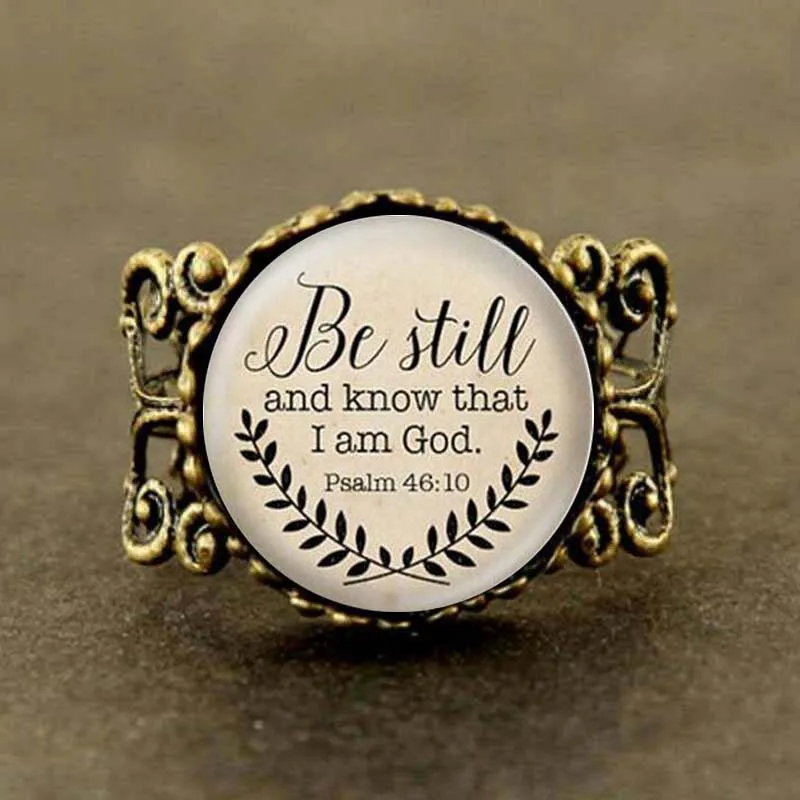 Библия клетки Будьте все еще и знайте что я Бог кольцо Псалом 46:10 цитата ювелирные