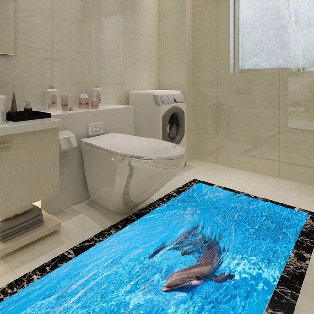 3D Дельфин противоскользящие износостойкие напольные наклейки плитки