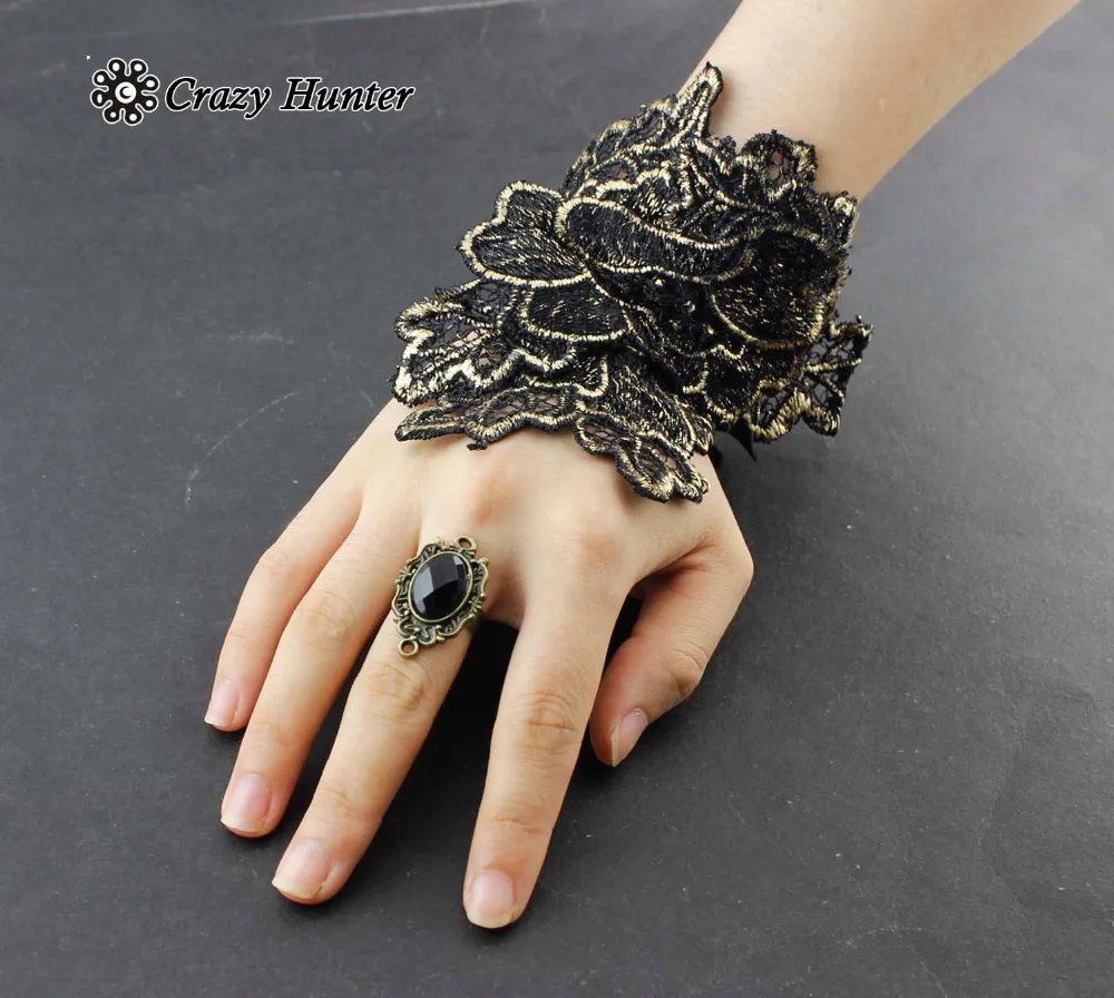 Новинка! Женские кружевные перчатки без пальцев в стиле стимпанк|lace fingerless