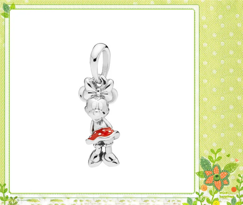 Fit Pandora браслет Минни горошек кулон с точками Шарм яркий красной эмалью DIY для женщин серебро 925 ювелирных изделий FL905