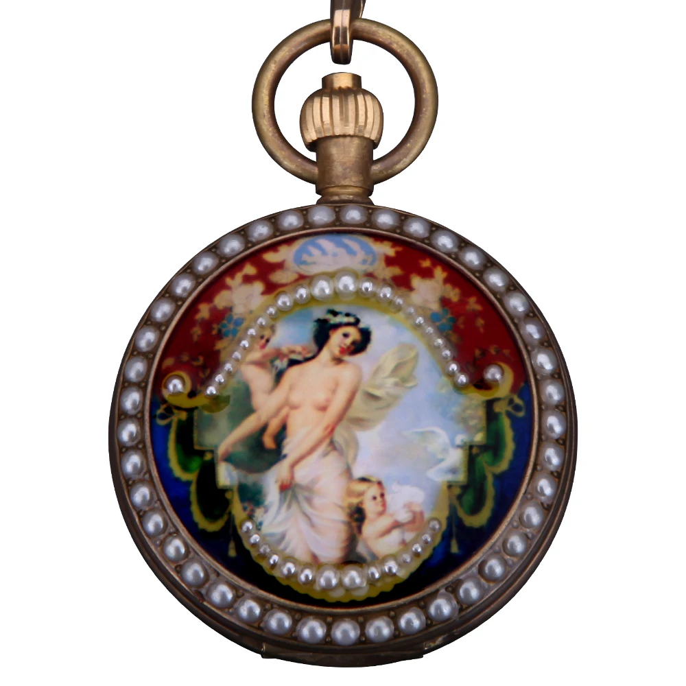 Брелок карманные часы женщина моды механические римские цифры набор