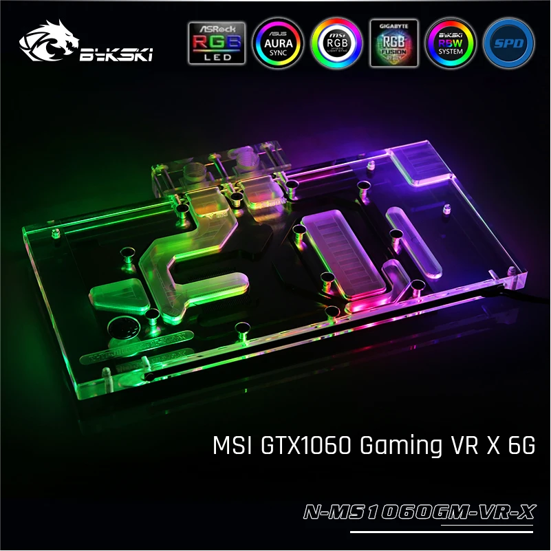 Bykski N MS1060GM VR X полноэкранная Графическая карта блок водяного охлаждения RGB/RBW для MSI