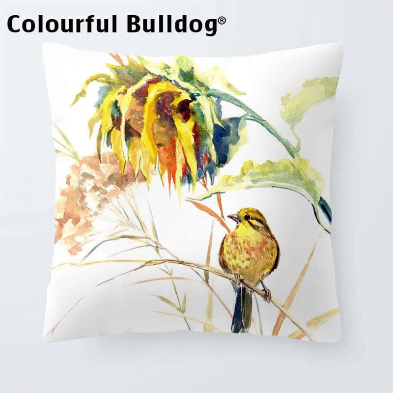 

Colorful Parrot Throw Pillow Covers Red Poppy Pink Flower Pillow Cushion Covers Green Plants Home Sofa Decorative Pillow Cases