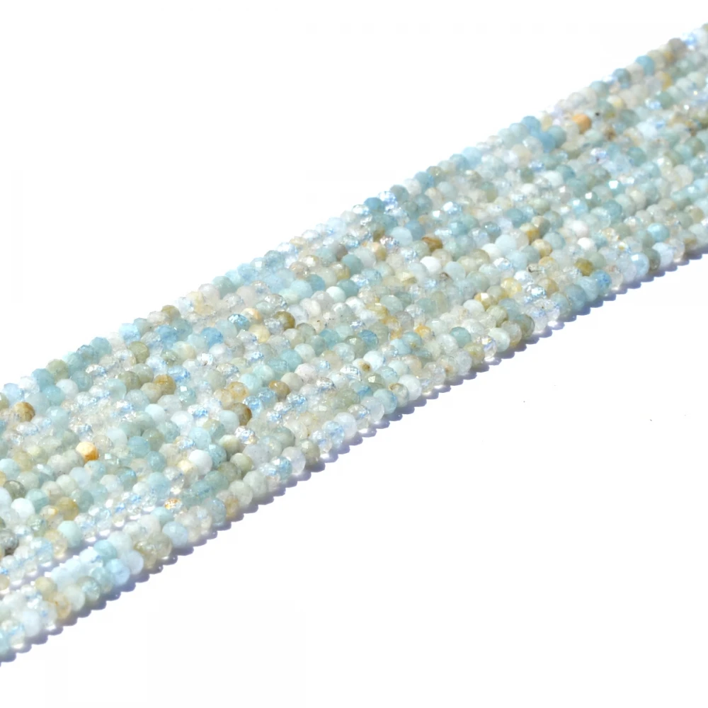 

Natural blue stone beads 3mm rondelle aquamarin full strand