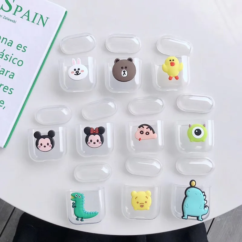 Мультфильм милый 3D Микки Минни большие глаза Airpods Крышка для Apple беспроводной Bluetooth гарнитура Ipod анти-осень мягкая коробка оболочки