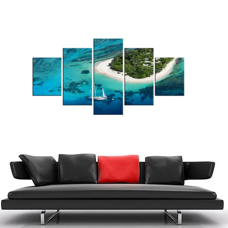 5 шт. на холсте острова парусный пейзаж Картины Wall art украшение для дома Холст