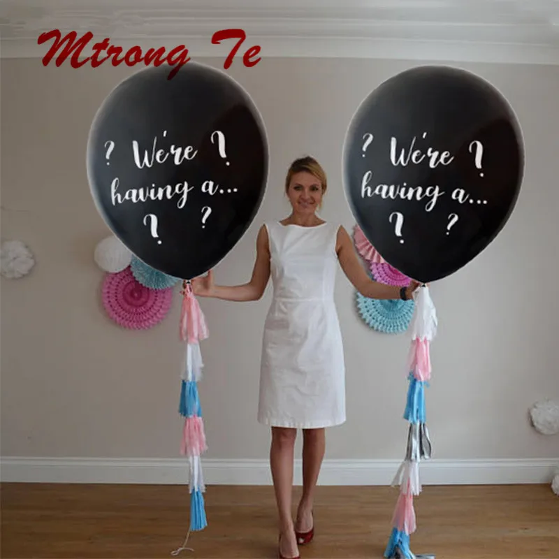 36 дюймов черный у нас мальчик или девочка Пол раскрыть вечерние шаров из латекса