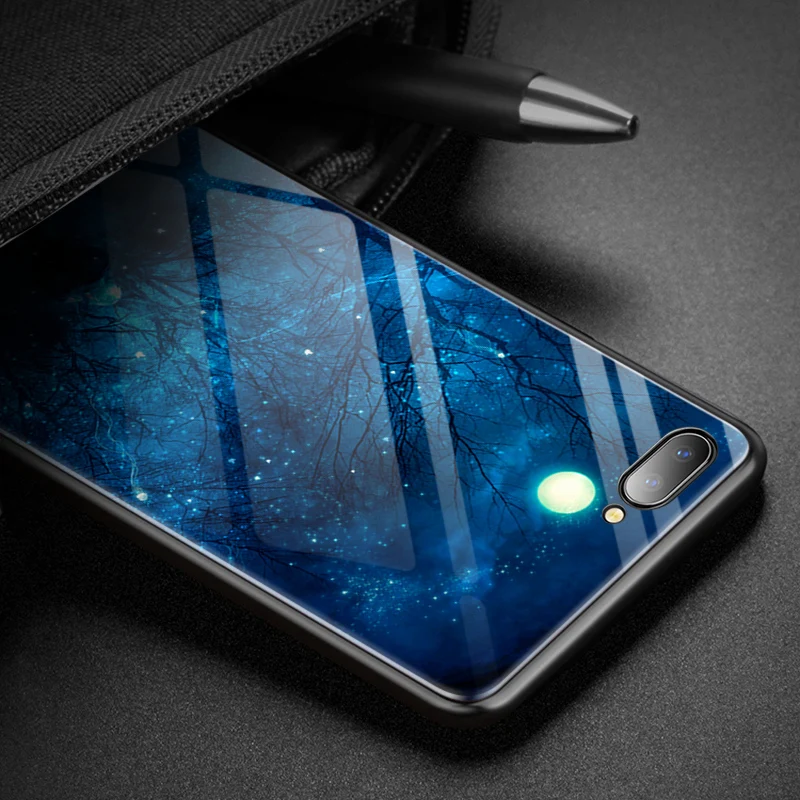 Для OPPO A5 случае Purecolor закаленное Стекло + ТПУ против падения задняя крышка для |