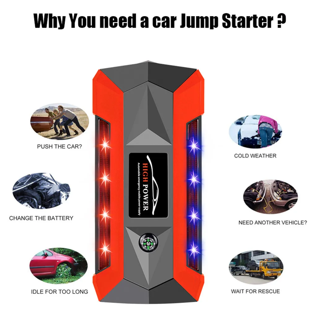 20000 мА/ч, 12V LCD4 USB Мощность банк стартер скачка автомобиля Зарядное устройство для автомобиля Батарея пусковое устройство мотор с автоматическим запуском аварийного пускового устройства