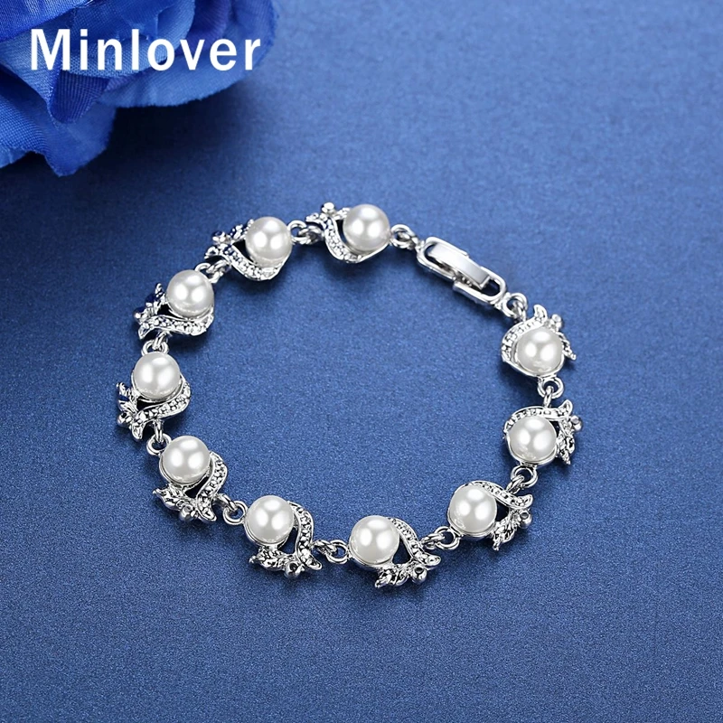 Minlover простой стиль идеально круглые браслеты с искусственным жемчугом для