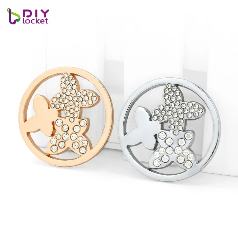 33 мм Монета диск подходит для 35 ожерелье монета подвеска бабочка хрустальная моя