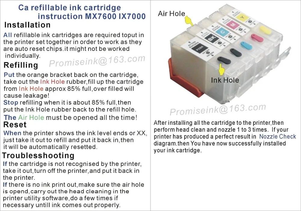 CEYE для CANON MX7600 IX7000 заполняемый картридж чернил PGI 7BK 9PBK C M Y 5 шт. пустой|ceys| |